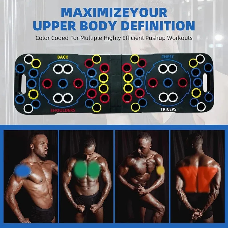 9-in-1 Push Up Board + Resistance Bands (Portable Home Gym Kit)